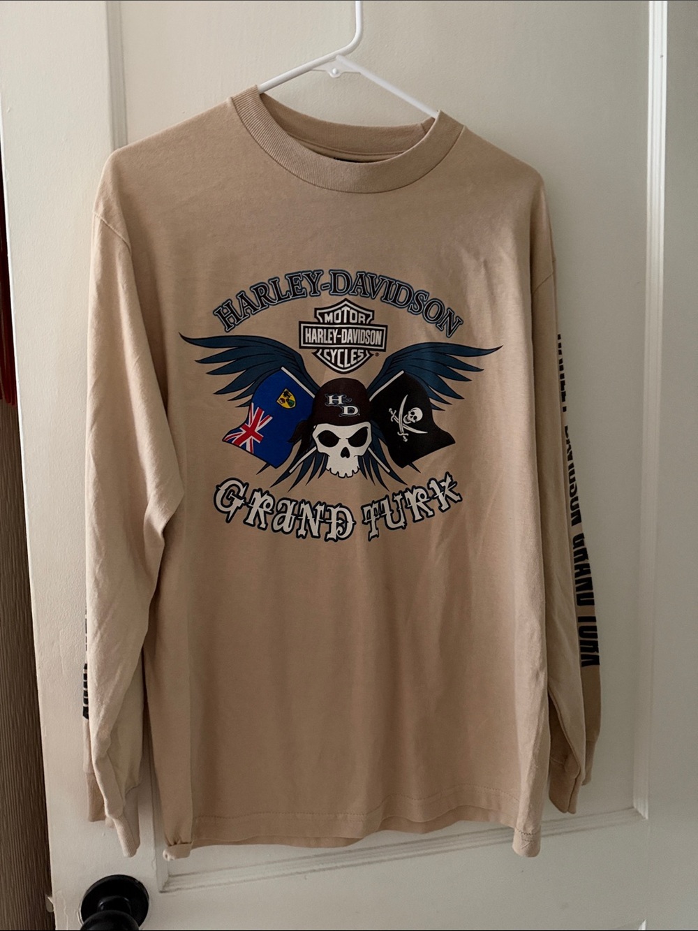 Harley-Davidson Beige Long Sleeve Grand Turk Winged Skull Tee